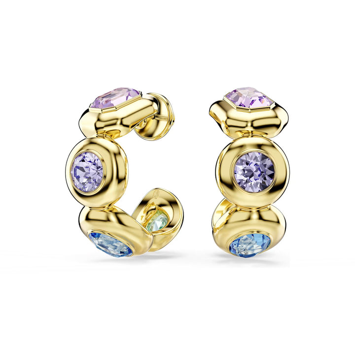 Swarovski Gema Hoop Earrings Mixed cuts Multicolored Gold tone plated - 5737444