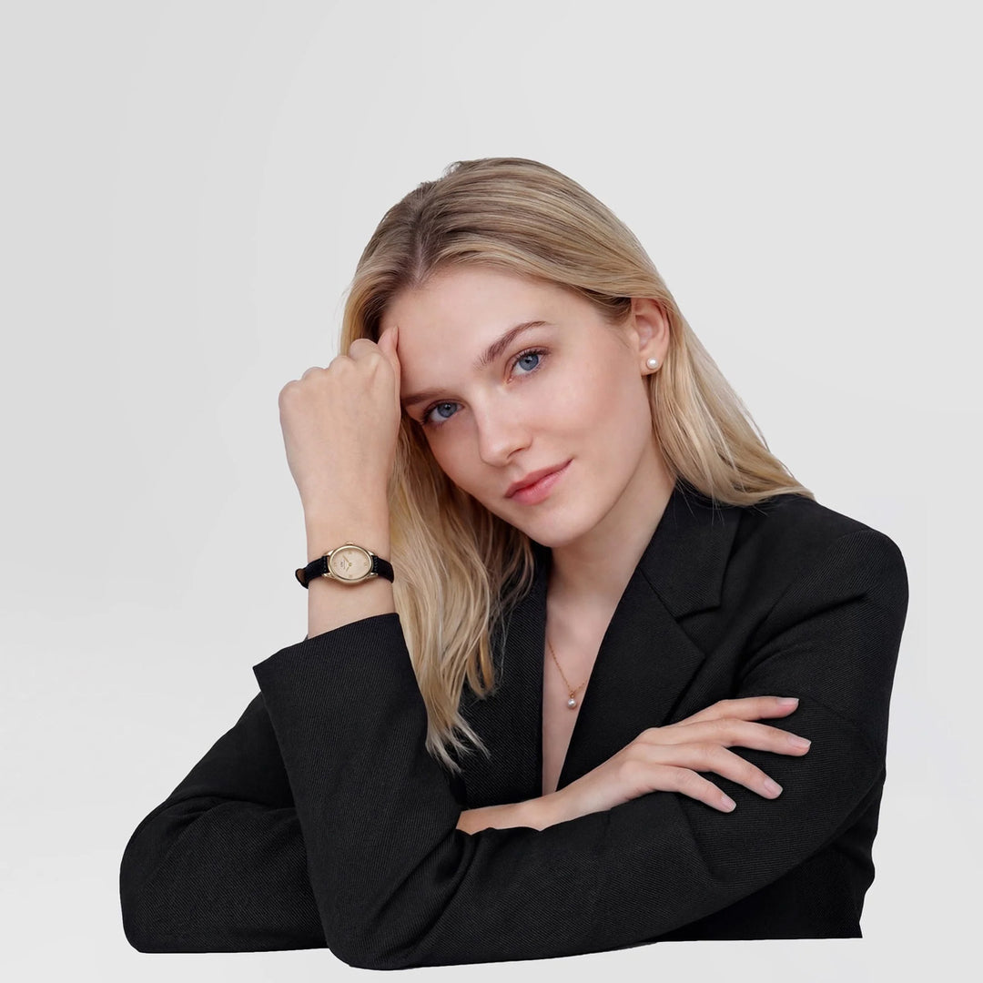 Daniel Wellington Ophelia Mini Black Lizard Unitone Guilloché Gold - DW00100897