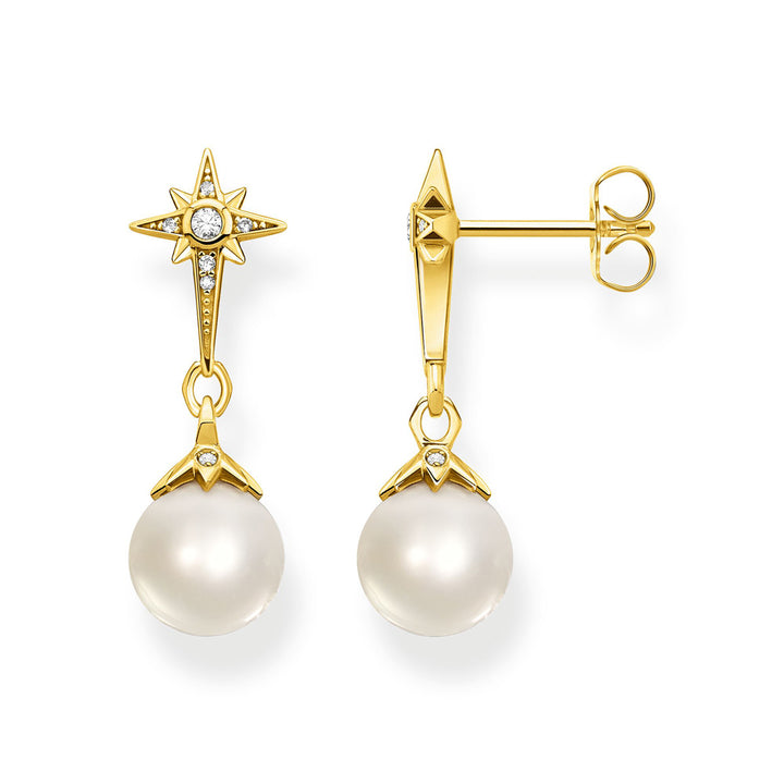 Thomas Sabo Ohrringe Perle mit Stern gold - H2118-445-14