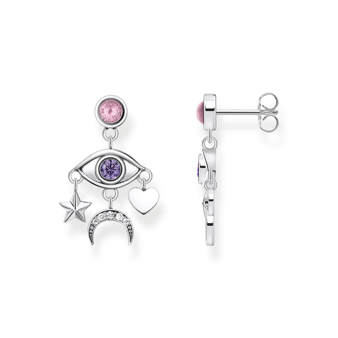 Thomas Sabo Ohrhänger Auge mit bunten Steinen Silber geschwärzt - H2272-643-7
