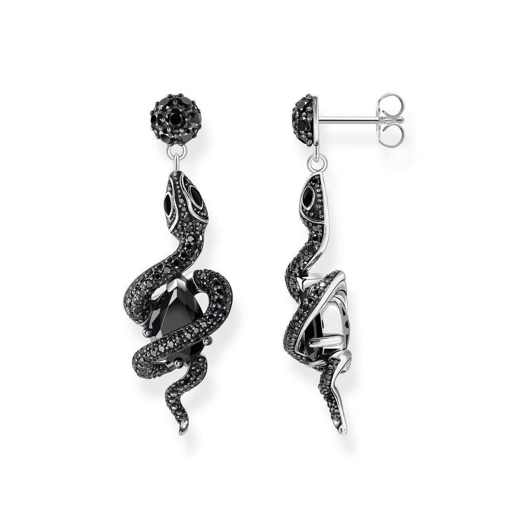 Thomas Sabo Ohrringe Schlange mit schwarzen Steinen Silber geschwärzt - H2295-691-11