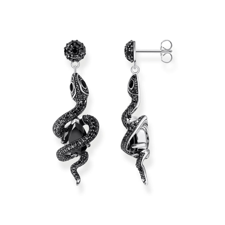 Thomas Sabo Ohrringe Schlange mit schwarzen Steinen Silber geschwärzt - H2295-691-11