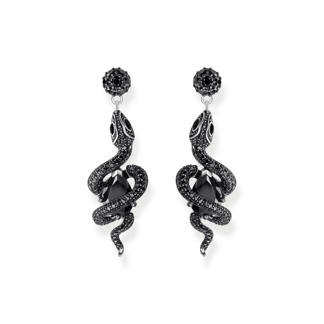 Thomas Sabo Ohrringe Schlange mit schwarzen Steinen Silber geschwärzt - H2295-691-11