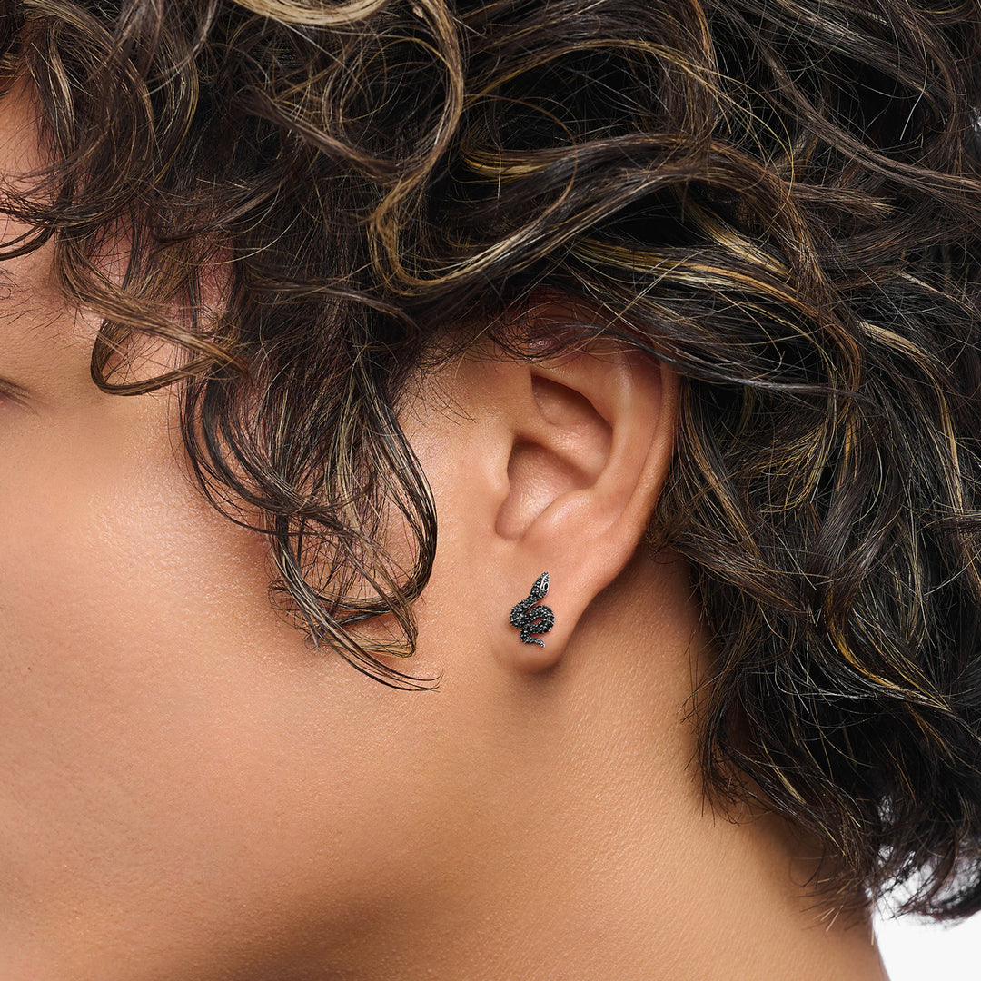 Thomas Sabo Ohrstecker Schlange mit schwarzen Steinen Silber geschwärzt - H2298-691-11