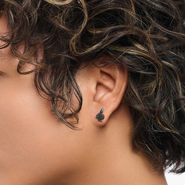 Thomas Sabo Ohrstecker Schlange mit schwarzen Steinen Silber geschwärzt - H2298-691-11