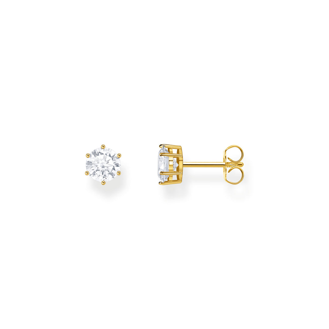 Thomas Sabo Ohrstecker mit weissem Stein im Brillantschliff vergoldet - H2301-414-14