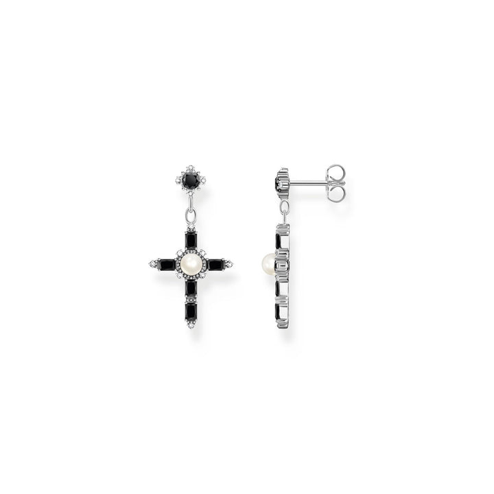 Thomas Sabo Earrings Cross Romance black Silver - H2312-167-11