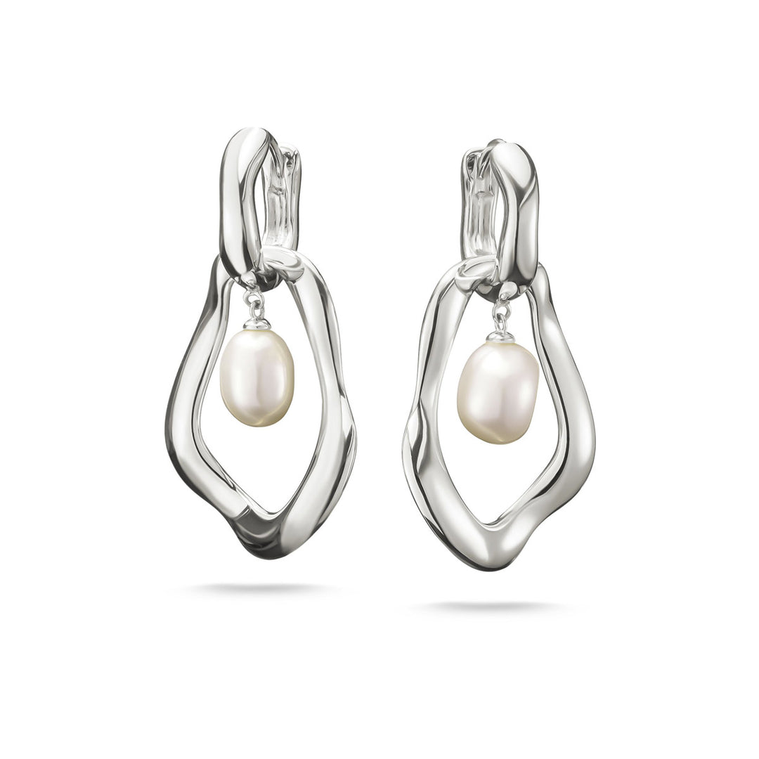 Thomas Sabo Hoop Earrings with Pearl Pendant Natural Beauty Silver - H2321-082-14
