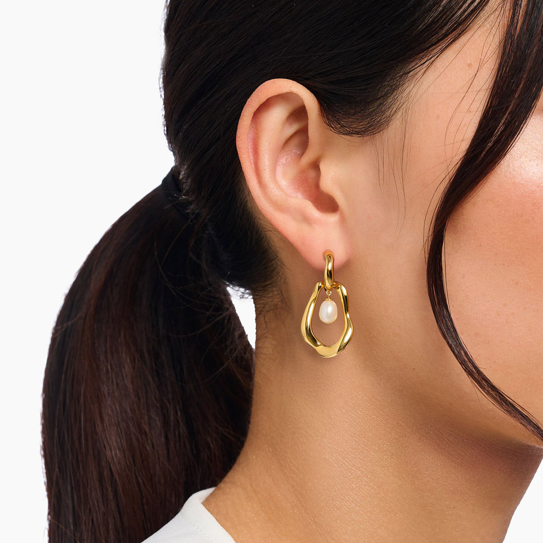 Thomas Sabo Creolen mit Perlen Anhänger Natural Beauty vergoldet - H2321-430-14