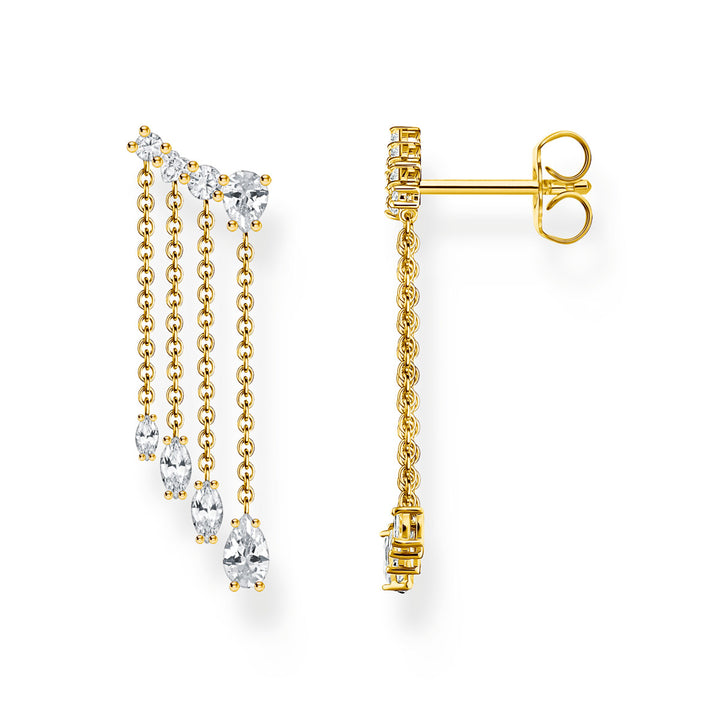 Thomas Sabo Wasserfall Ohrringe mit weissen Steinen vergoldet - H2325-414-14