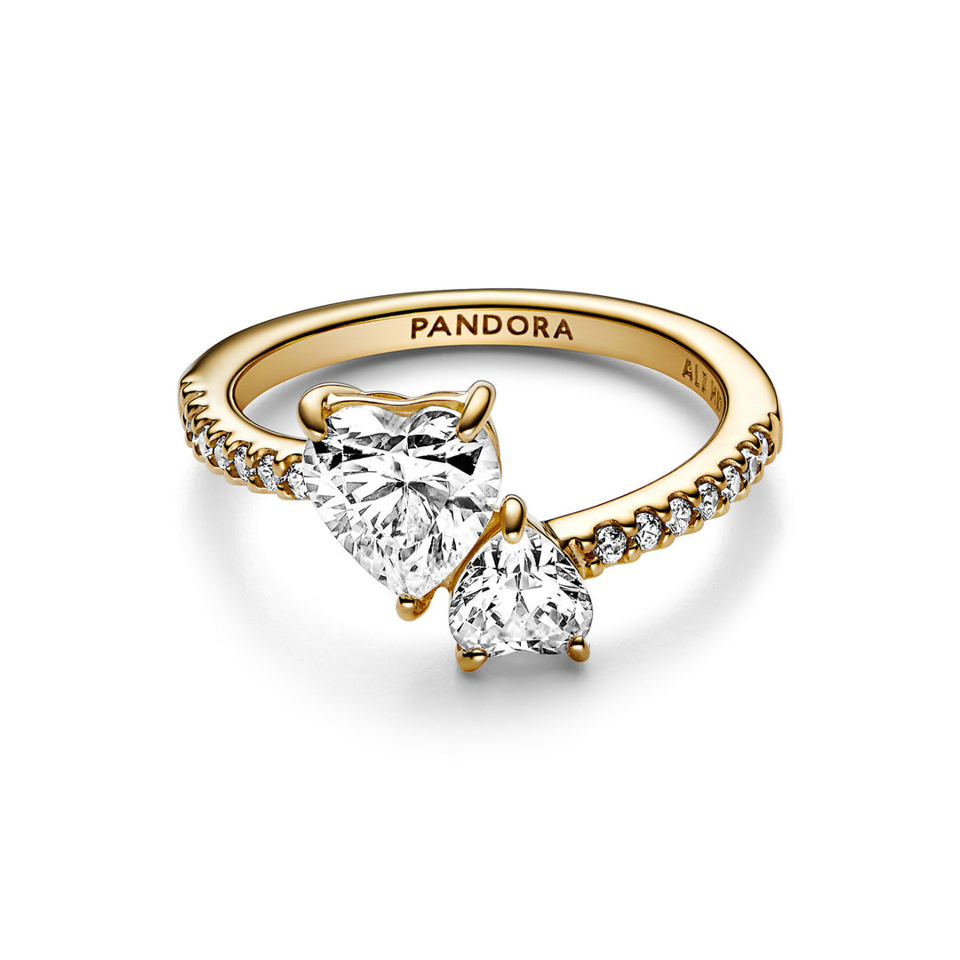 Pandora Doppel Herz Funkelnder Ring - 161198C01