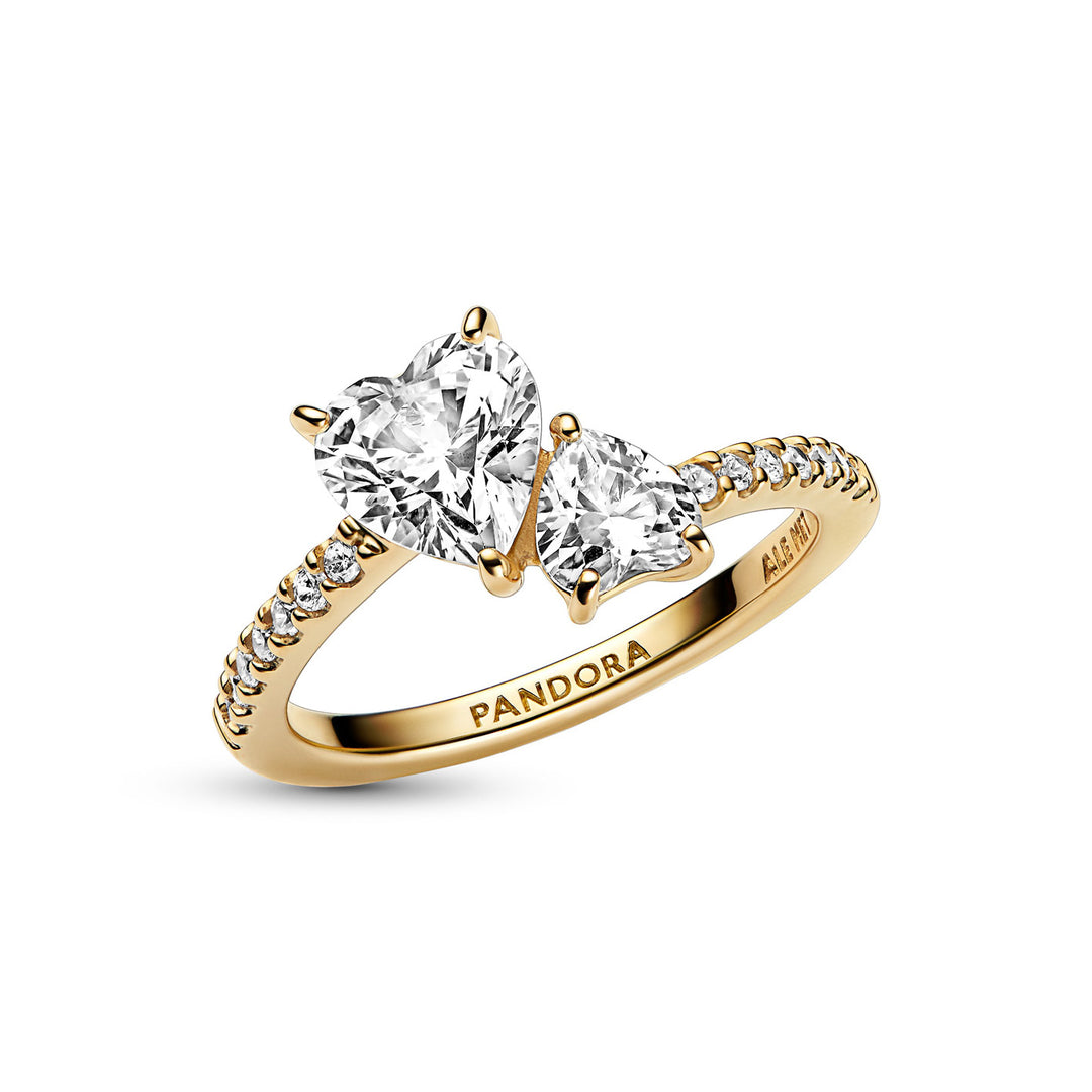 Pandora Doppel Herz Funkelnder Ring - 161198C01