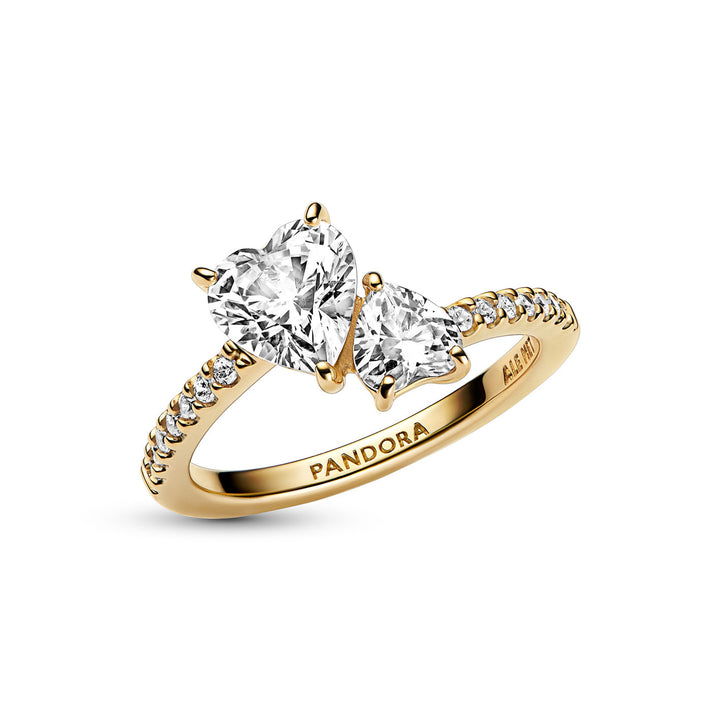 Pandora Doppel Herz Funkelnder Ring - 161198C01
