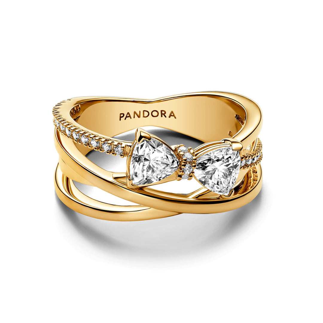 Pandora Funkelnde Schleife &amp; Überkreuztes Band Ring - 163511C01
