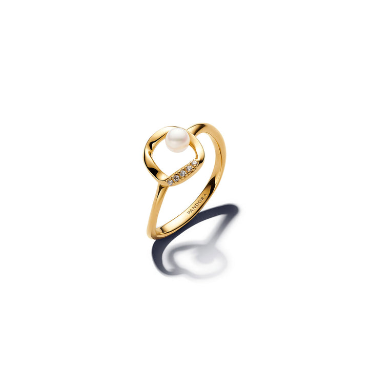 Pandora Bague Cercle Pavé de Forme Organique &amp; Perle de Culture d&