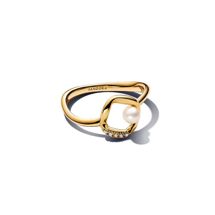 Pandora Organisch Geformter Pavé Kreis &amp; Behandelte Süsswasserzuchtperle Ring - 163831C01