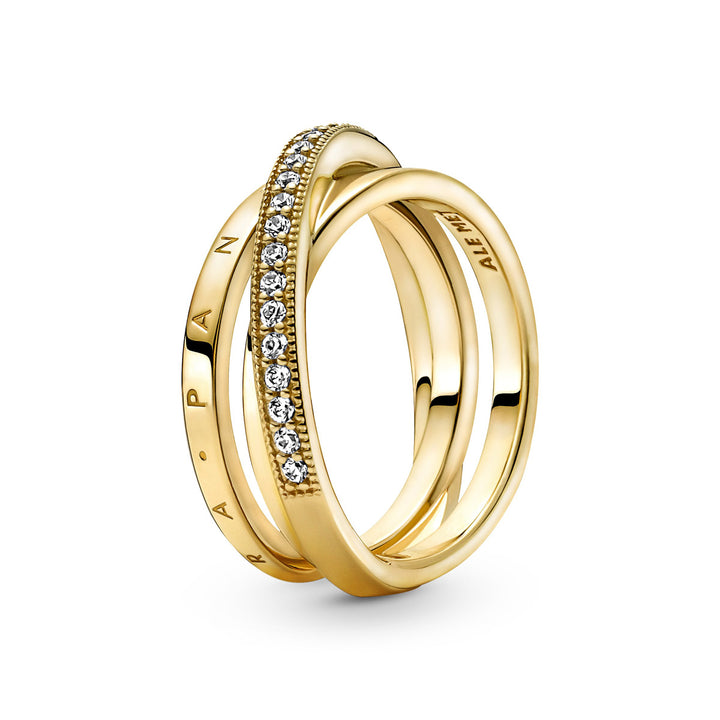 Pandora Shine Logo Crossover Pavé Triple Band Ring - 169057C01