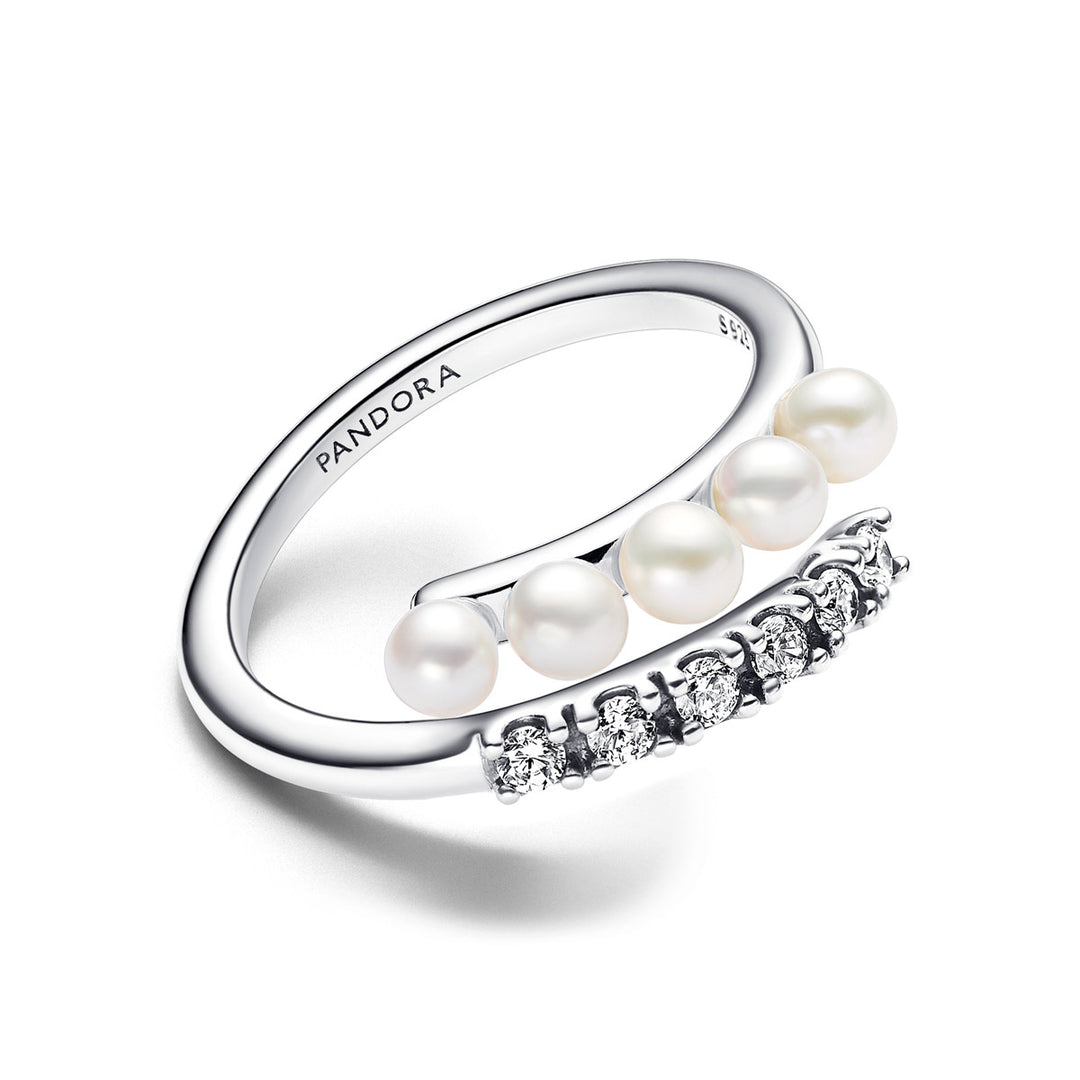 Pandora Behandelte Süsswasserzuchtperlen &amp; Pavé Offener Ring - 193145C01
