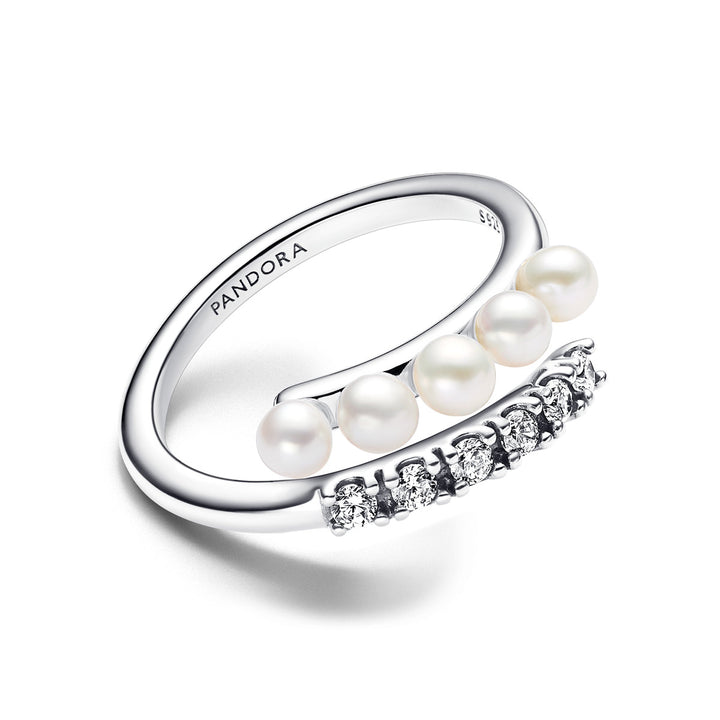 Pandora Behandelte Süsswasserzuchtperlen &amp; Pavé Offener Ring - 193145C01