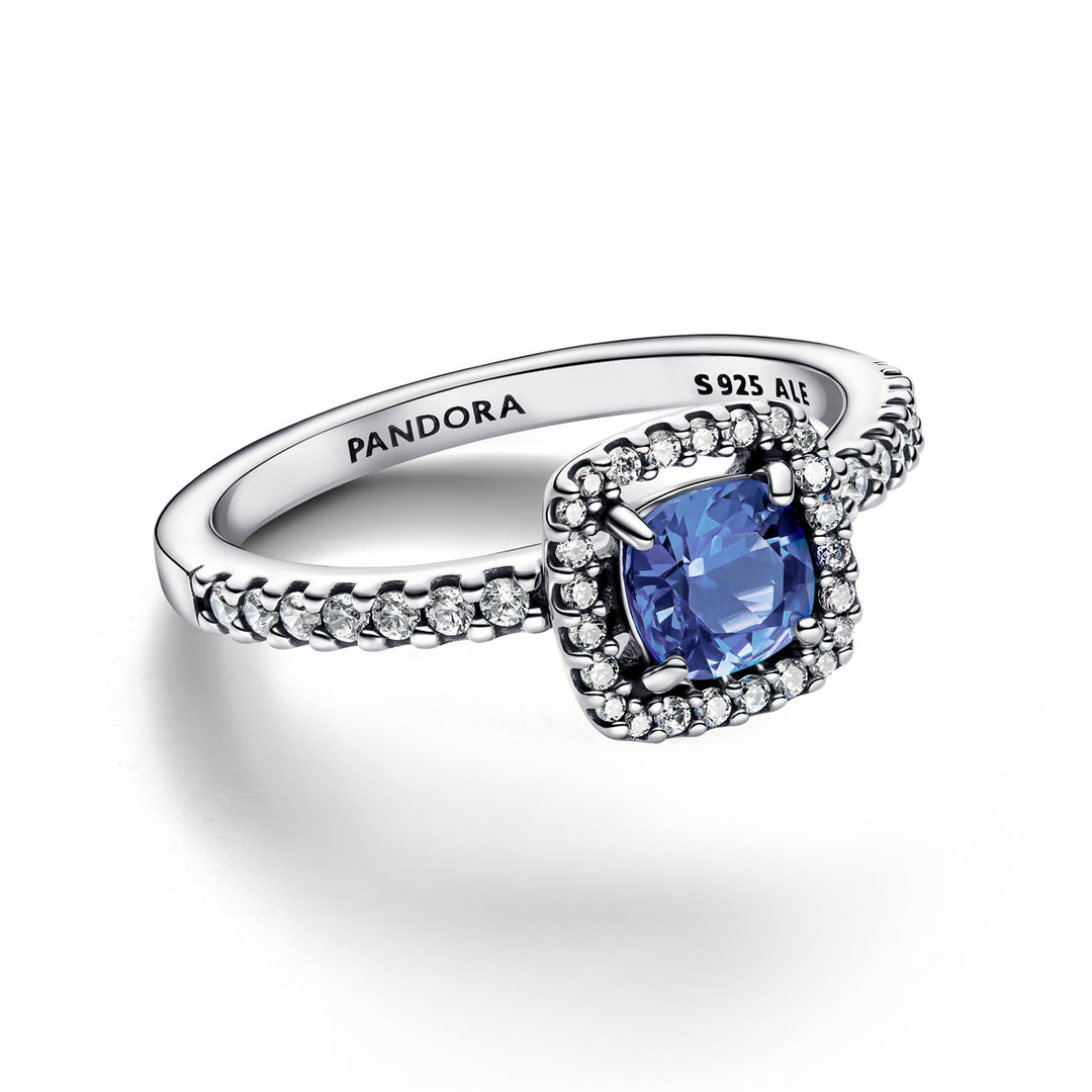 Pandora Funkelnder Eckiger Blauer Strahlenkranz Ring - 193555C01