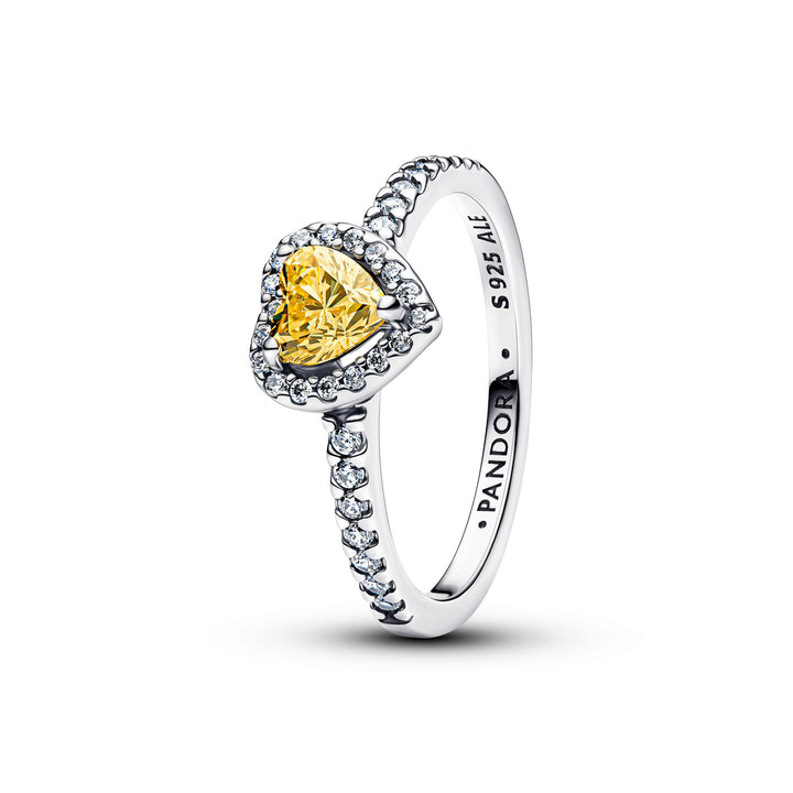 Pandora Bague Cœur Surélevé Jaune Scintillant - 198421C06