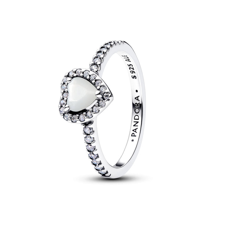 Pandora Anello Cuore in rilievo bianco - 198421C11