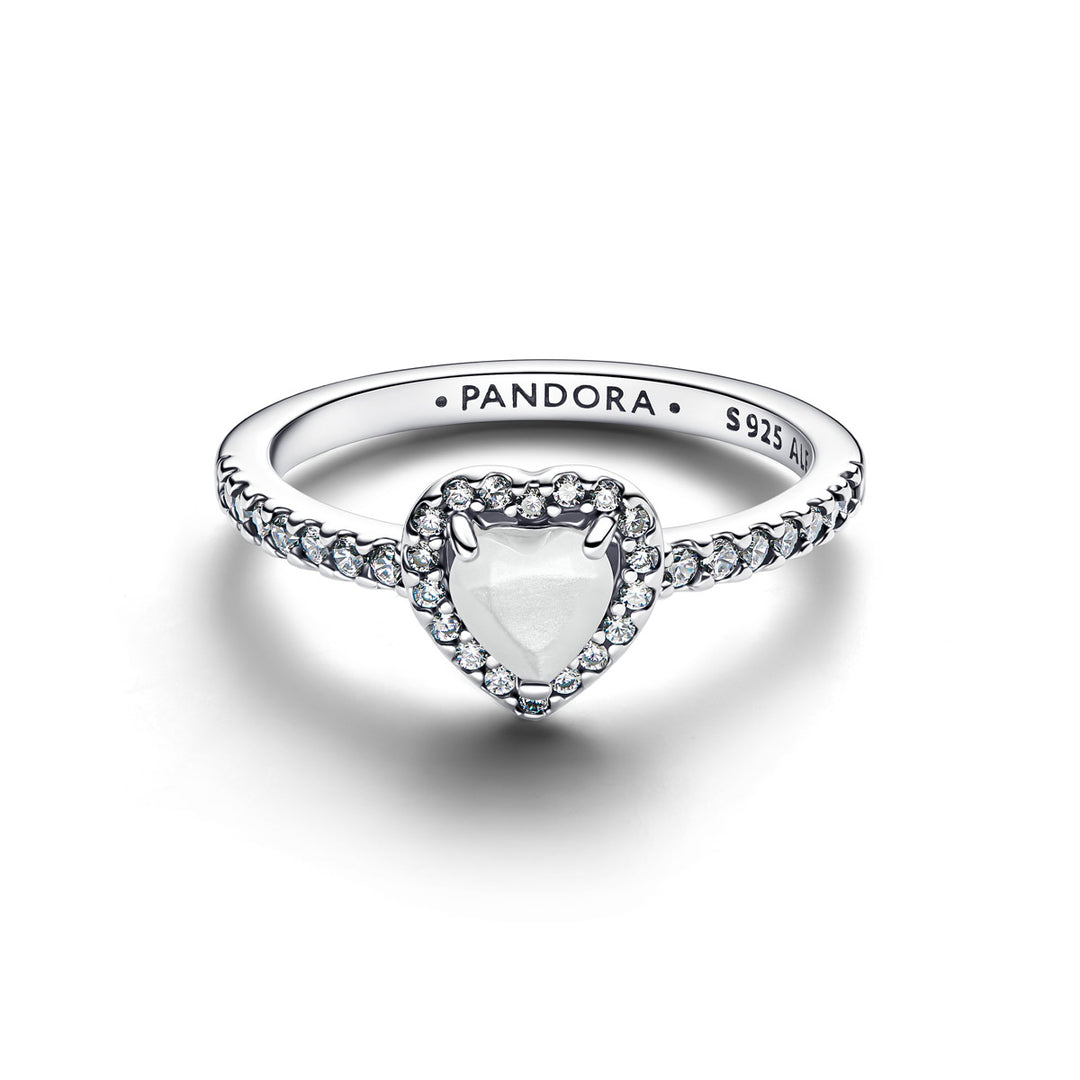Pandora Erhabenes Weißes Herz Ring - 198421C11