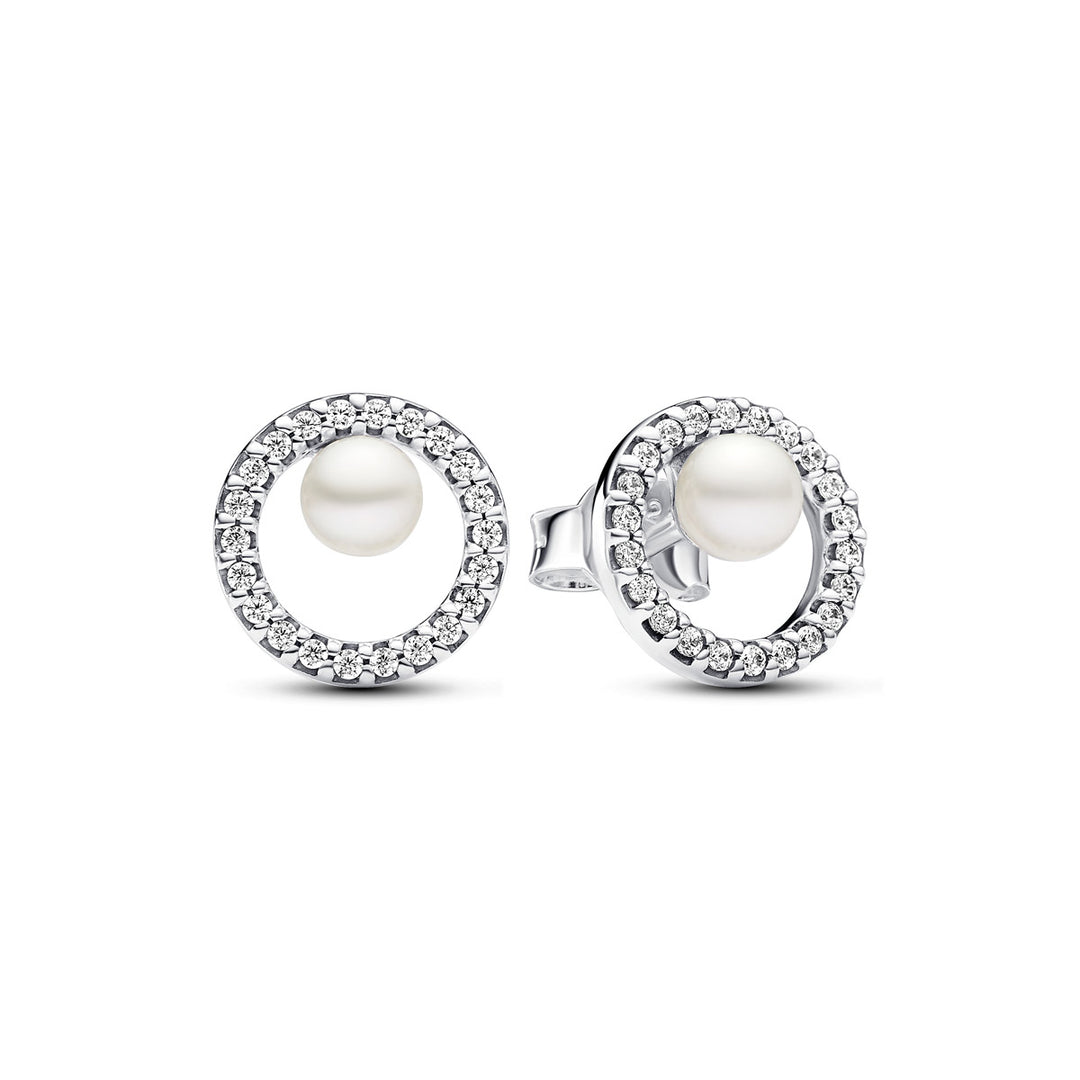 Pandora Behandelte Süsswasserzuchtperle & Pavé-Strahlenkranz Ohrringe - 293154C01