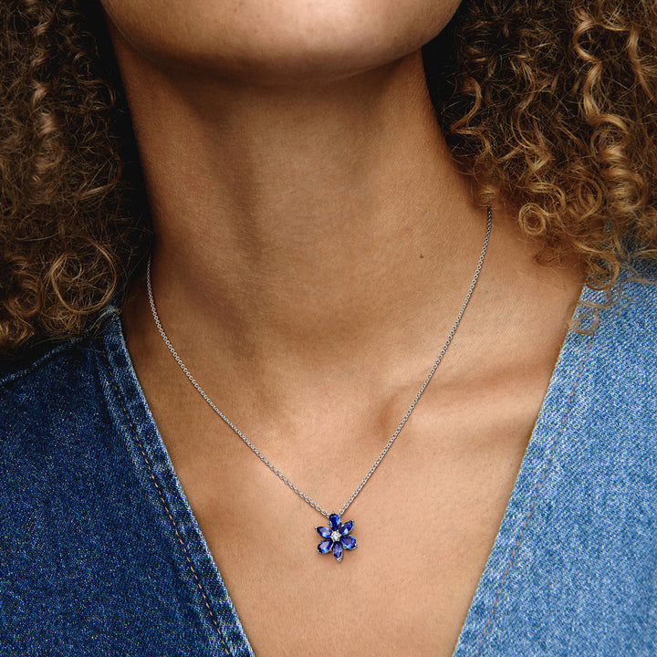 Pandora Funkelnde Blaue Herbarium Cluster Halskette - 392387C02-45