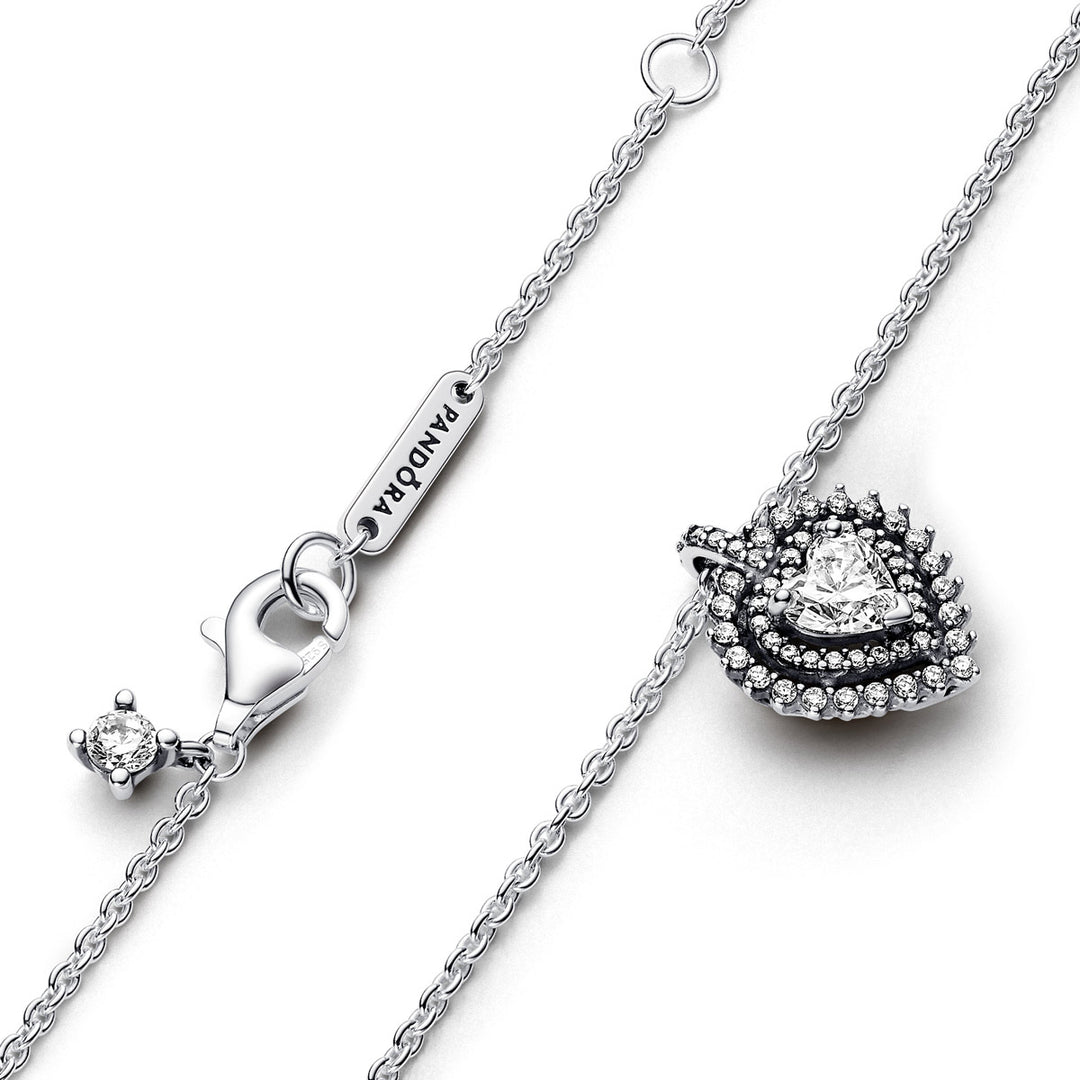 Pandora Funkelnder Herz Strahlenkranz Halskette - 393099C01-45