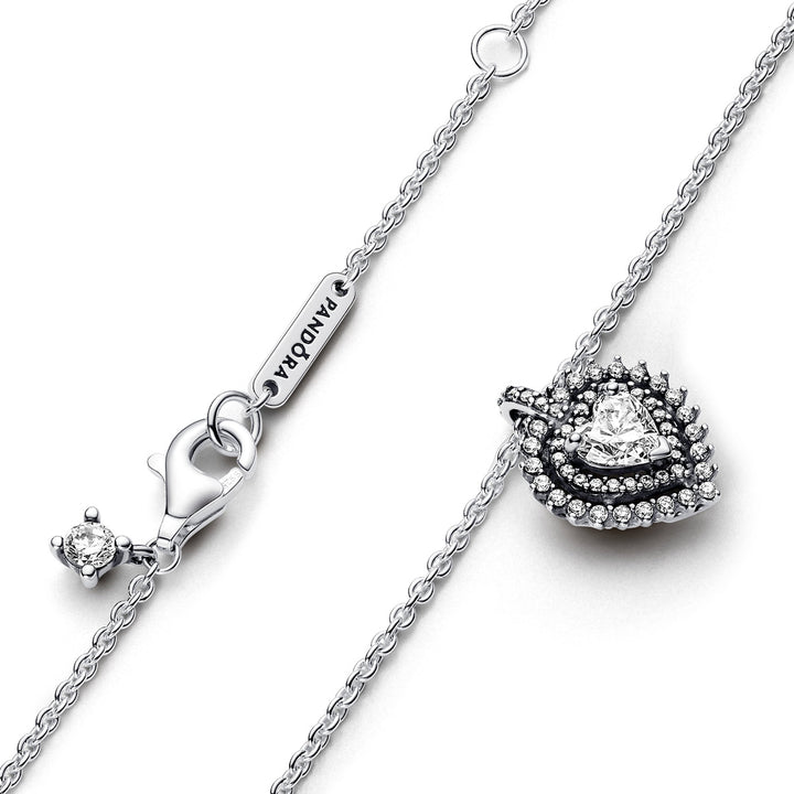 Pandora Funkelnder Herz Strahlenkranz Halskette - 393099C01-45