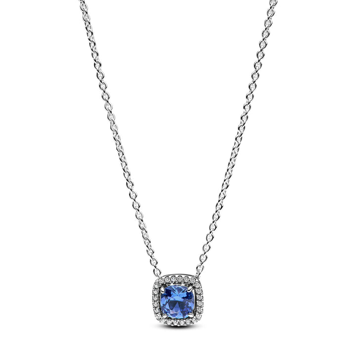 Pandora Collier à Pendentif Halo Bleu Carré Scintillant - 393560C01-45
