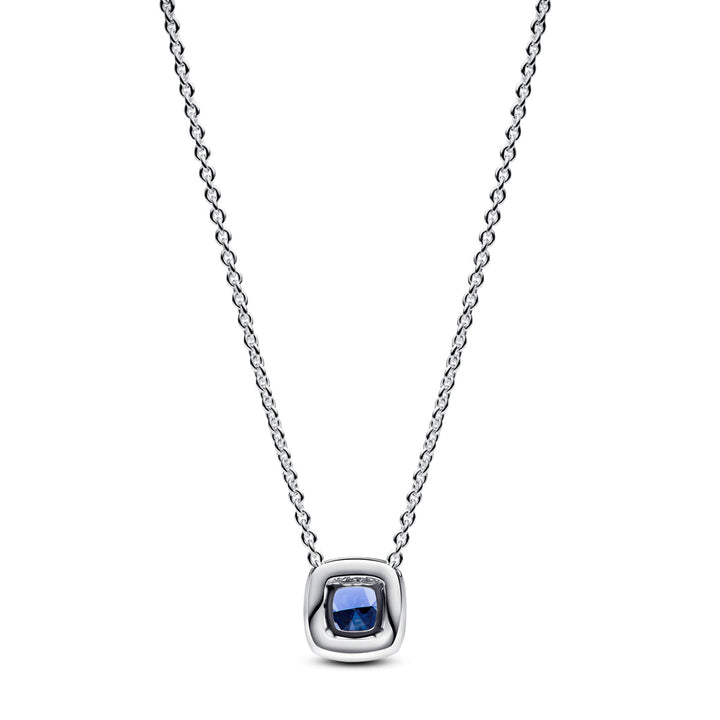 Pandora Funkelnder Eckiger Blauer Strahlenkranz Halsketten Anhänger - 393560C01-45