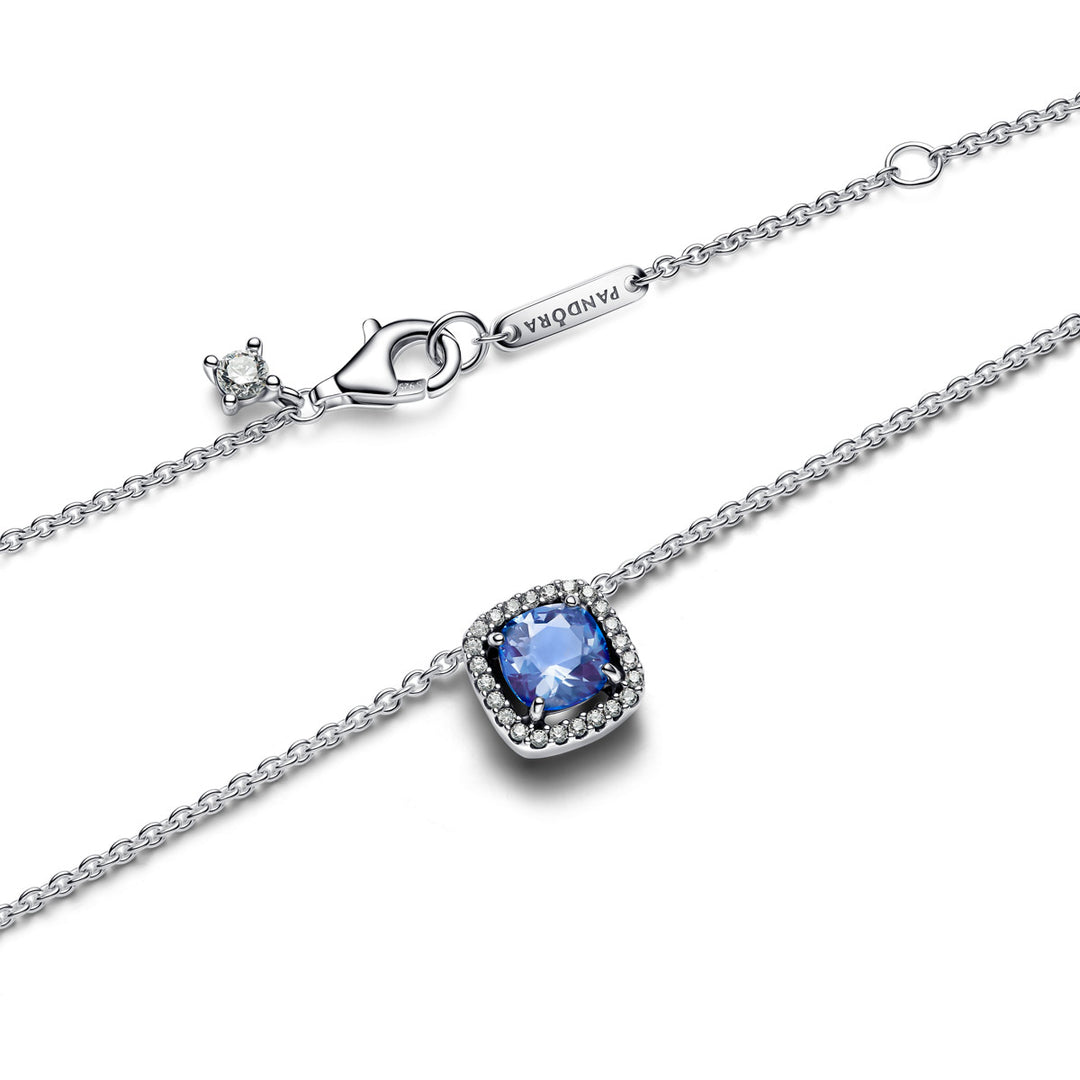 Pandora Funkelnder Eckiger Blauer Strahlenkranz Halsketten Anhänger - 393560C01-45