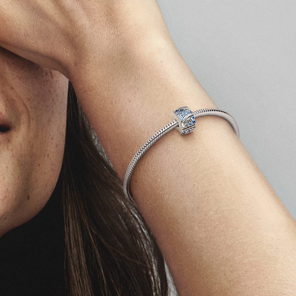 Pandora Geschwungene Feder &amp; Pavé Clip Charm - 792552C01