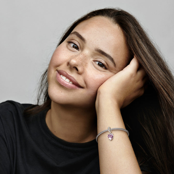 Pandora Rosafarbener Stammbaum &amp; Herz Charm - 792654C01