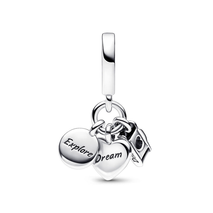Pandora Kamera Herz &amp; Kompass Dreifacher Charm - 792703C01