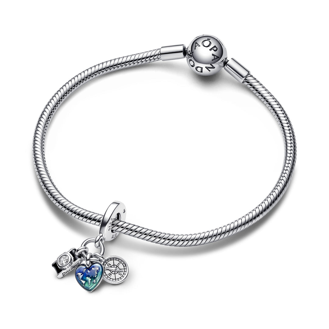 Pandora Kamera Herz &amp; Kompass Dreifacher Charm - 792703C01