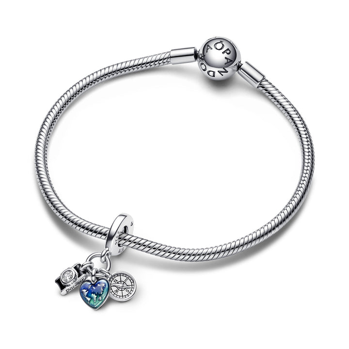 Pandora Kamera Herz &amp; Kompass Dreifacher Charm - 792703C01