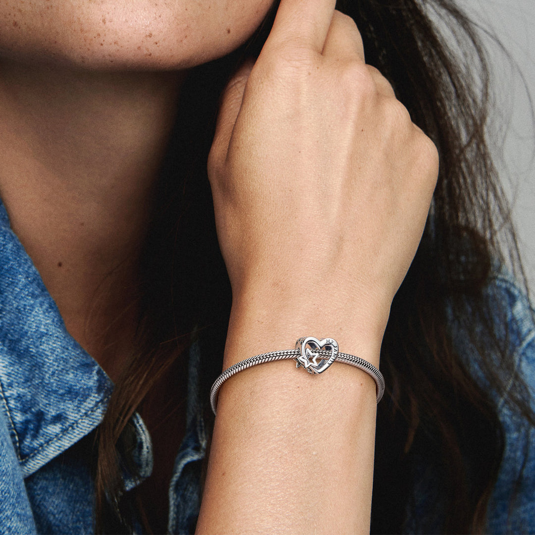 Pandora Offen gearbeitetes Familie Herz &amp; Stern Charm - 792829C00