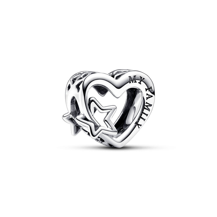 Pandora Offen gearbeitetes Familie Herz &amp; Stern Charm - 792829C00