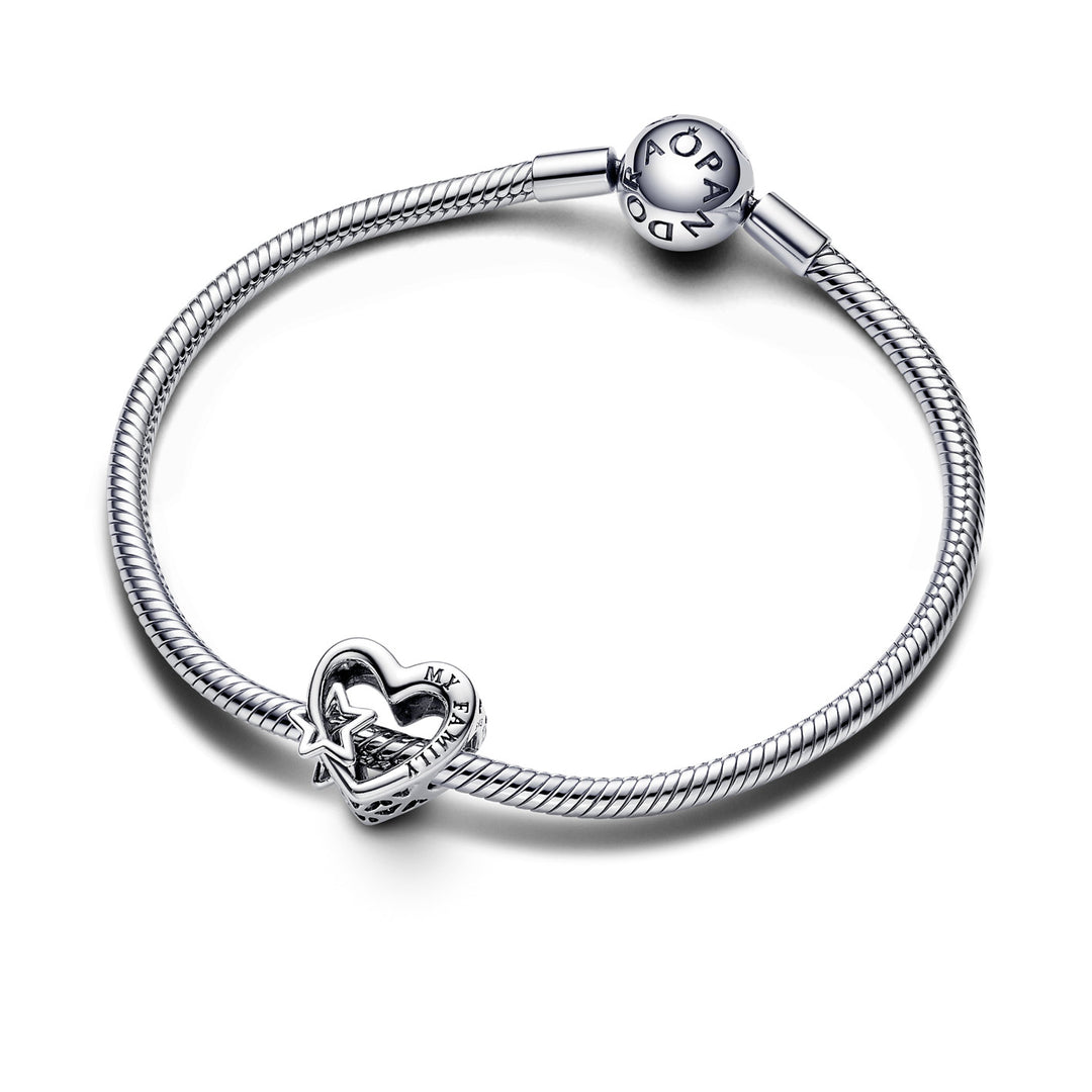 Pandora Offen gearbeitetes Familie Herz &amp; Stern Charm - 792829C00