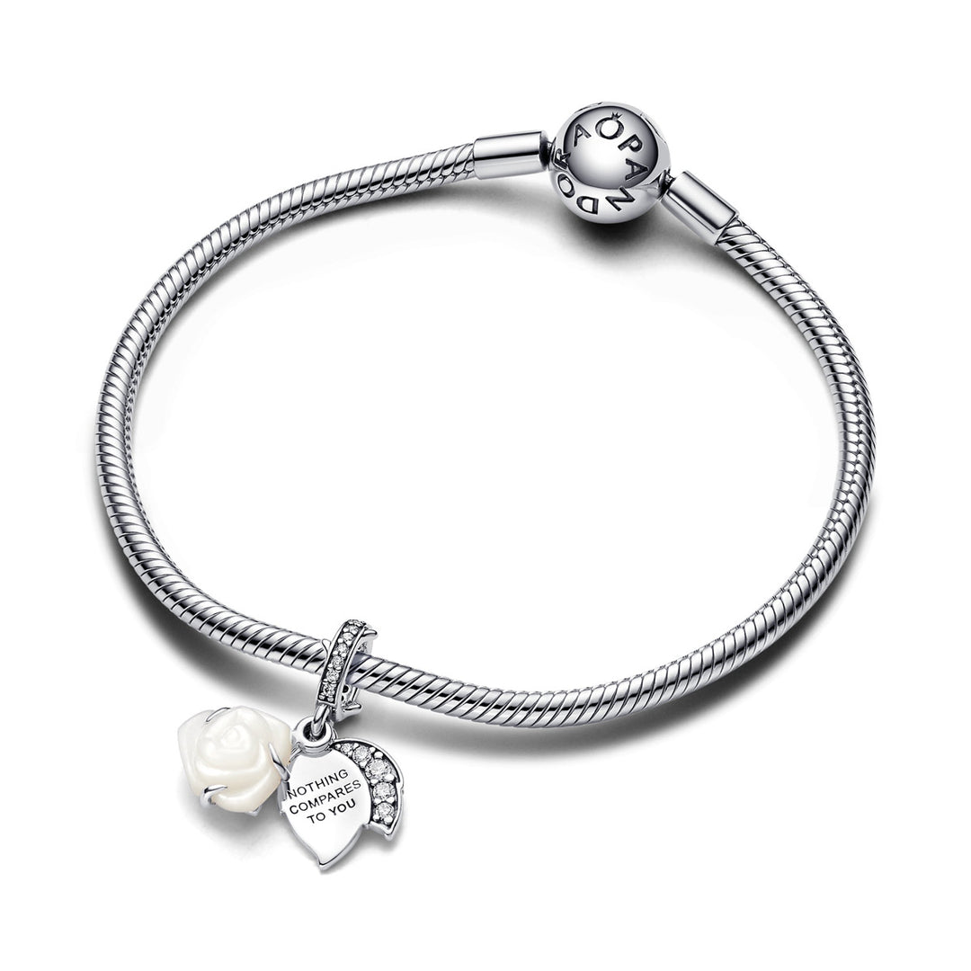 Pandora Weisse Blühende Rose Doppelter Charm - 793200C01