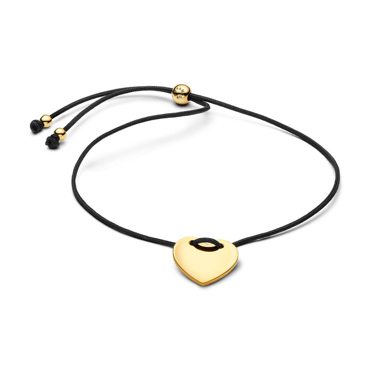 Pandora Gravierbares Herz Schwarze Kordel Schiebeverschluss - 564420C01-2