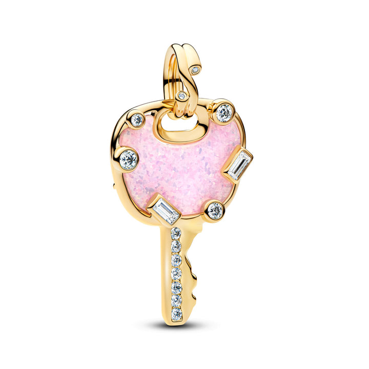 Pandora Schillernder rosafarbener Liebesschlüssel Grosser Charm Anhänger - 764349C01