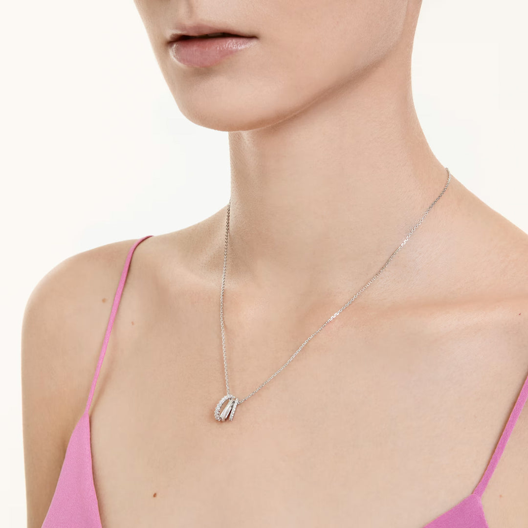 Swarovski Hyperbola Halskette Rundschliff Weiss Rhodiniert - 5737064