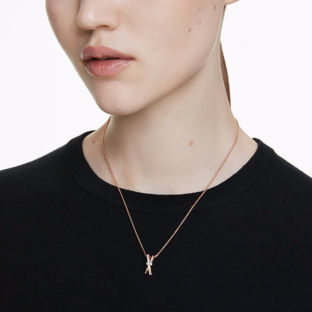 Swarovski Hyperbola Halskette Verschiedene Schliffe Twist Weiss Roségold Legierungsschicht - 5689788