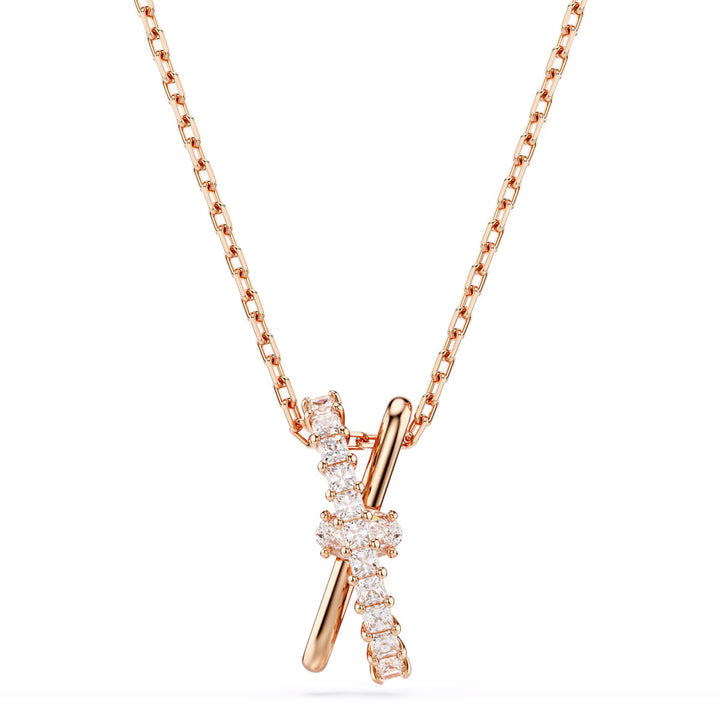 Swarovski Hyperbola Collier Coupes mixtes Torsadé Blanc Placage or rose - 5689788