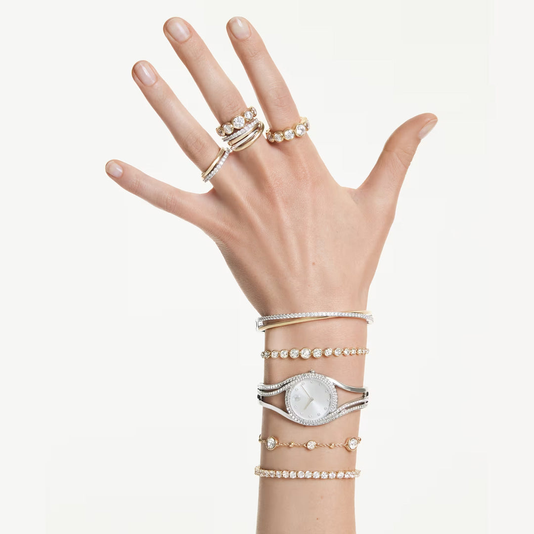 Swarovski Hyperbola Cocktail Ring Rundschliff Weiss Metallmix