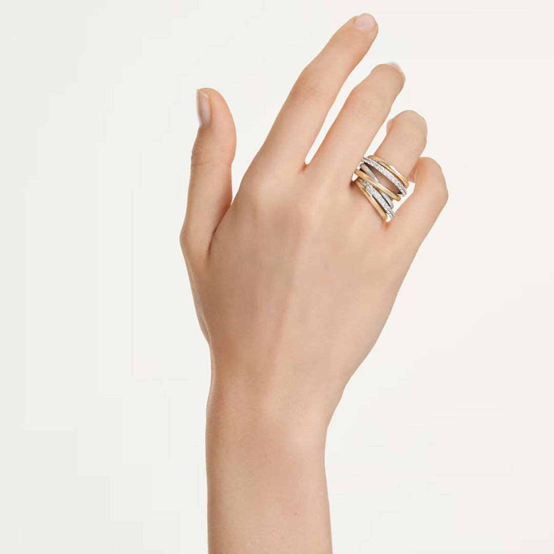 Swarovski Hyperbola Cocktail Ring Rundschliff Weiss Metallmix